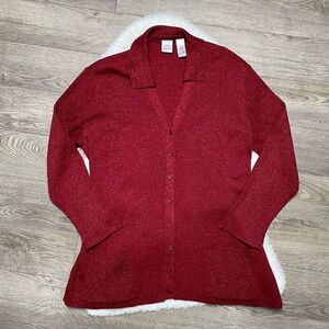 Emma & James Sweater Size 1XL Red Sparkle Top Cardigan Dressy